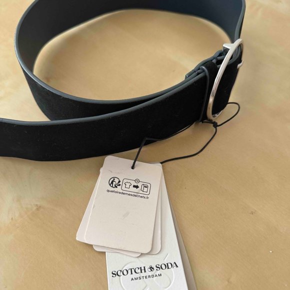 NEW Scotch & Soda Black Suede Belt - Retails for $128 - Picture 2 of 7